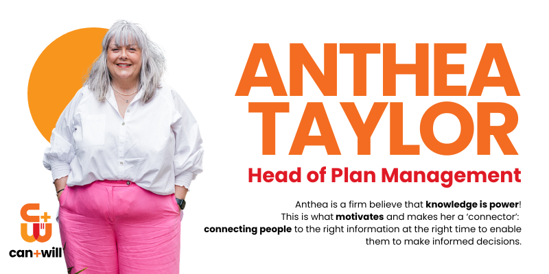 Pictured, Anthea Taylor wearing a white shirt and bright pink pants. Her hands are in her pockets and she has a big smile on her face.